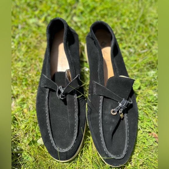 Loro Piana Shoes - Loro Piana Black Suede Flats
